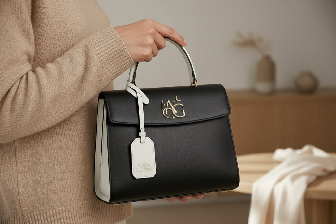 The Aura Goods Classic Leather Tote – Structured Everyday hand Bag