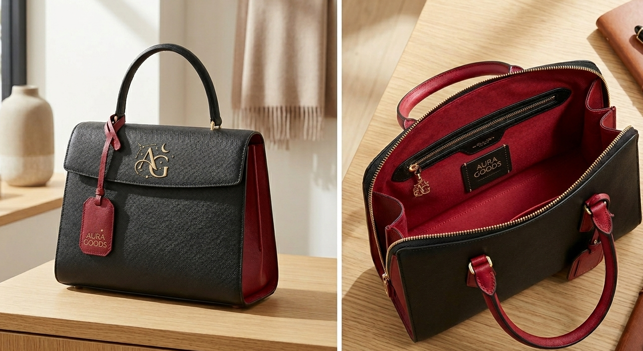 The Aura Goods Classic Leather Tote – Structured Everyday hand Bag
