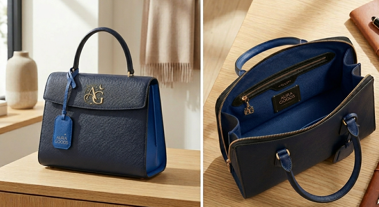 The Aura Goods Classic Leather Tote – Structured Everyday hand Bag