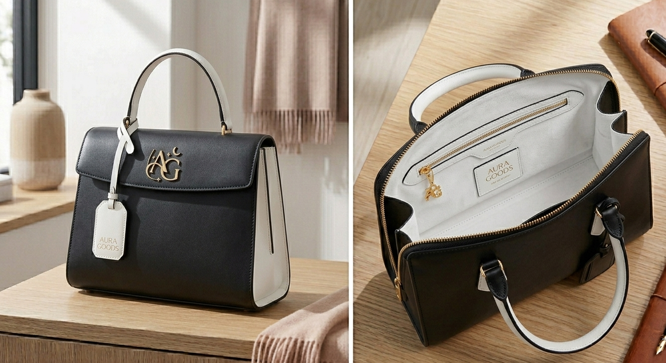 The Aura Goods Classic Leather Tote – Structured Everyday hand Bag
